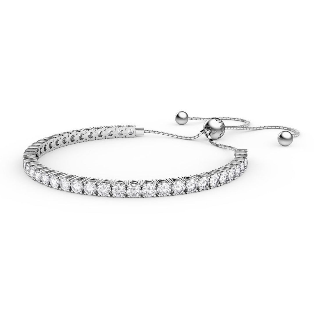 Paris Jewelry 18K Yellow and White Gold 6ct Created White Sapphire Round Adjustable Tennis Bracelet Unisex Plated Image 3
