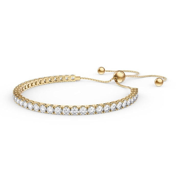 Paris Jewelry 24K Yellow and Rose Gold 6ct Created White Sapphire Round Adjustable Tennis Bracelet Unisex Plated Image 2