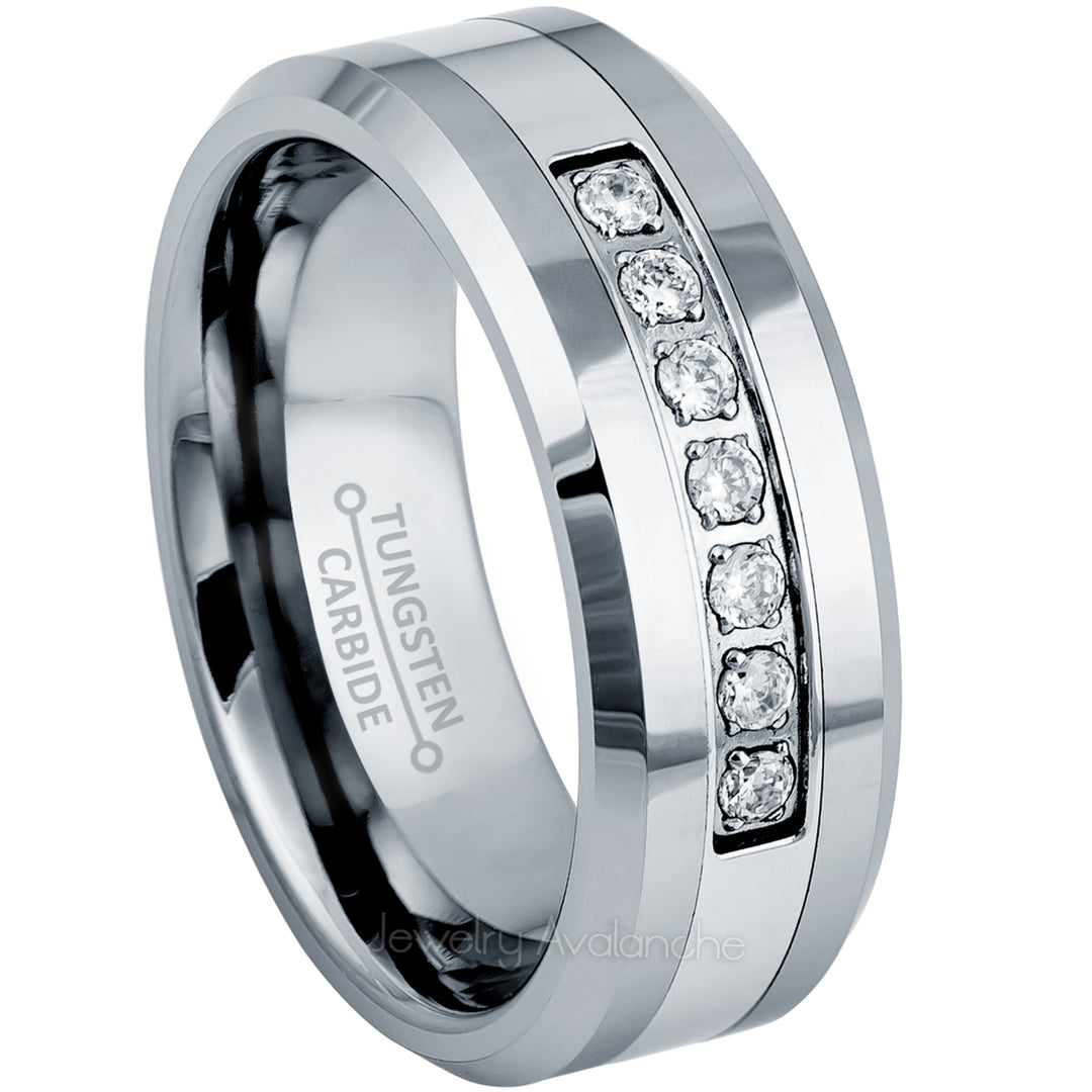 Paris Jewelry Tungsten Created Diamond CZ High Polished Brushed Band Unisex 78910111213MM Image 1