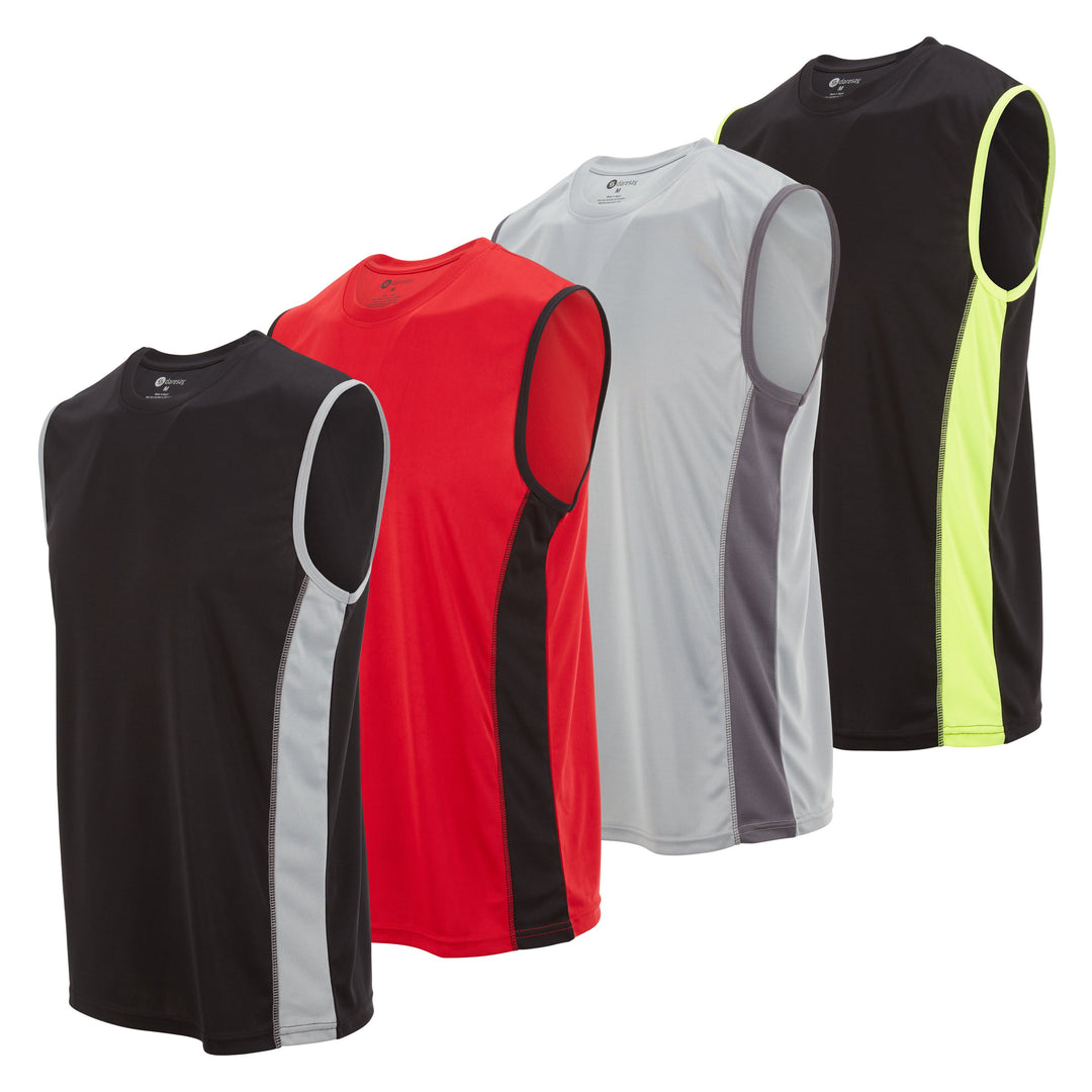 DARESAY Mens Performance Sleeveless Shirts 4 Pack Dry-Fit Poly Athletic Tops Image 1