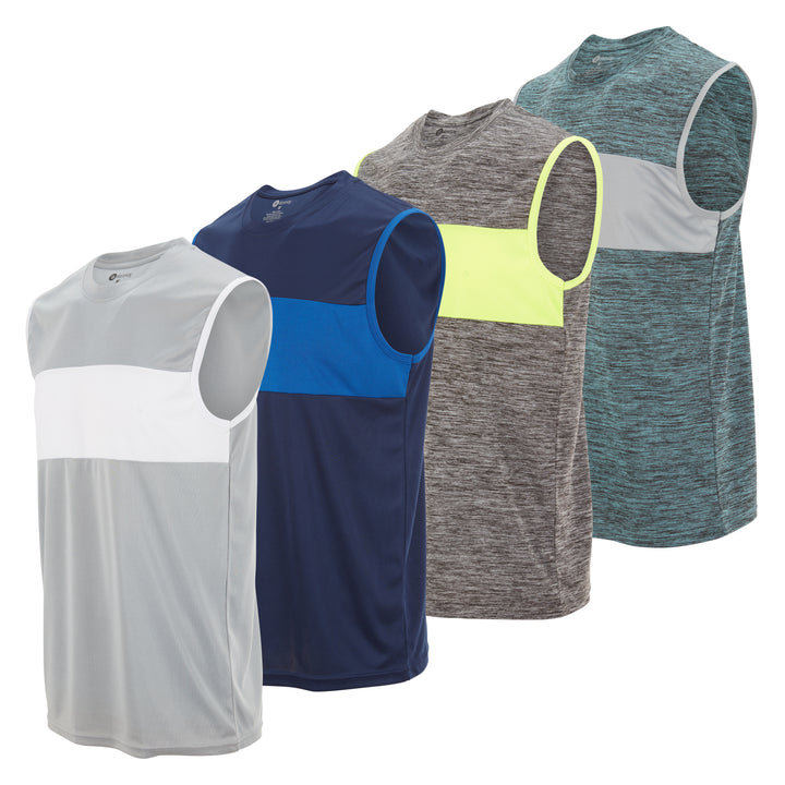 DARESAY Mens Performance Sleeveless Shirts 4 Pack Dry-Fit Poly Athletic Tops Image 1