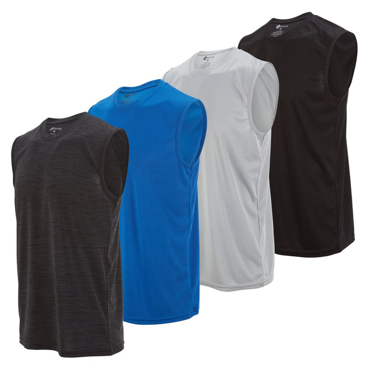 DARESAY Mens Performance Sleeveless Shirts 4 Pack Dry-Fit Poly Athletic Tops Image 1