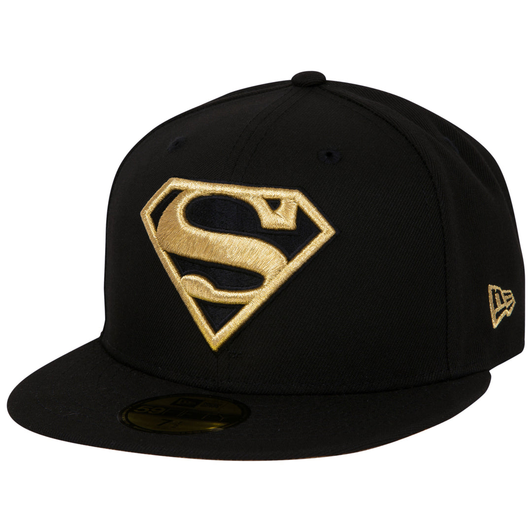 Superman Gold Logo Black Colorway Era 59Fifty Fitted Hat Image 1