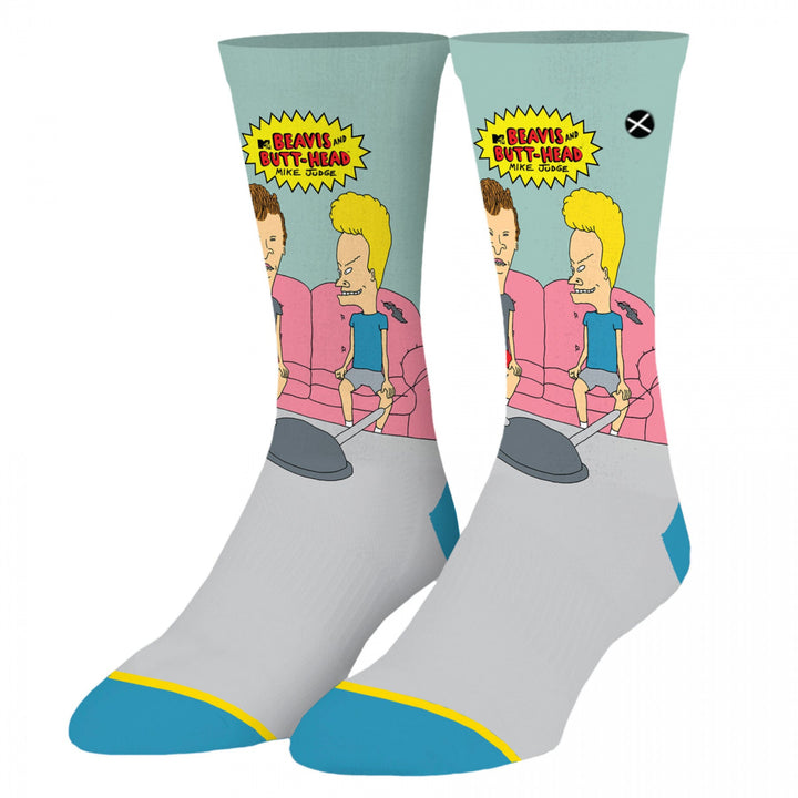 Beavis and Butt-Head Couch Sitting Crew Socks Image 1