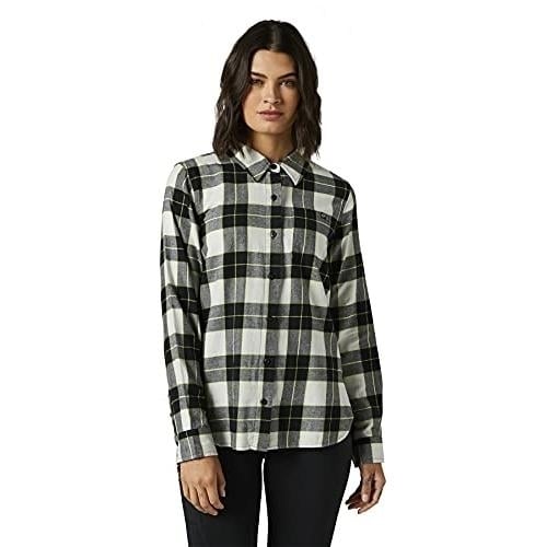 Fox Racing Womens Pines Flannel LT Grey Casual Shirt Lightweight Size M Image 1