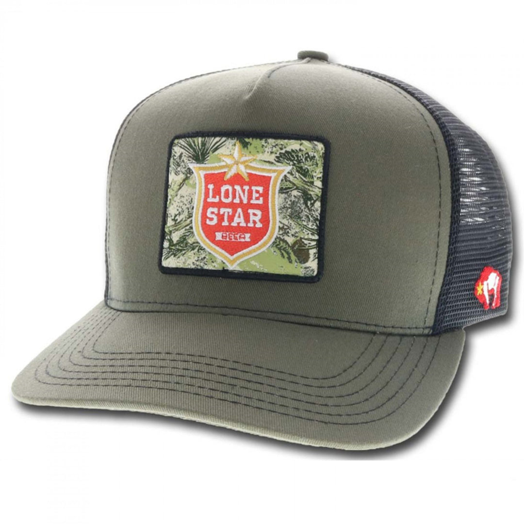 Lone Star Beer Camo Patch Hybrid Bill Adjustable Trucker Hat Image 1