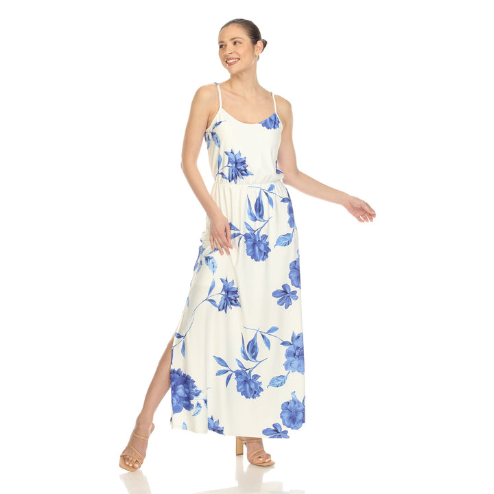 White Mark Floral Print Maxi Dress Womens Spaghetti Strap Side Slit Sizes S-3X Image 1