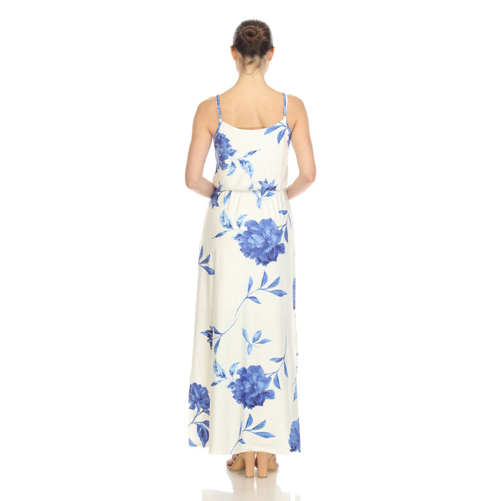 White Mark Floral Print Maxi Dress Womens Spaghetti Strap Side Slit Sizes S-3X Image 2