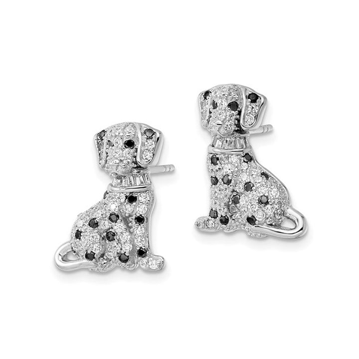 Sterling Silver Dalmatian Dog Earrings with Cubic Zirconia (CZ)s Image 2