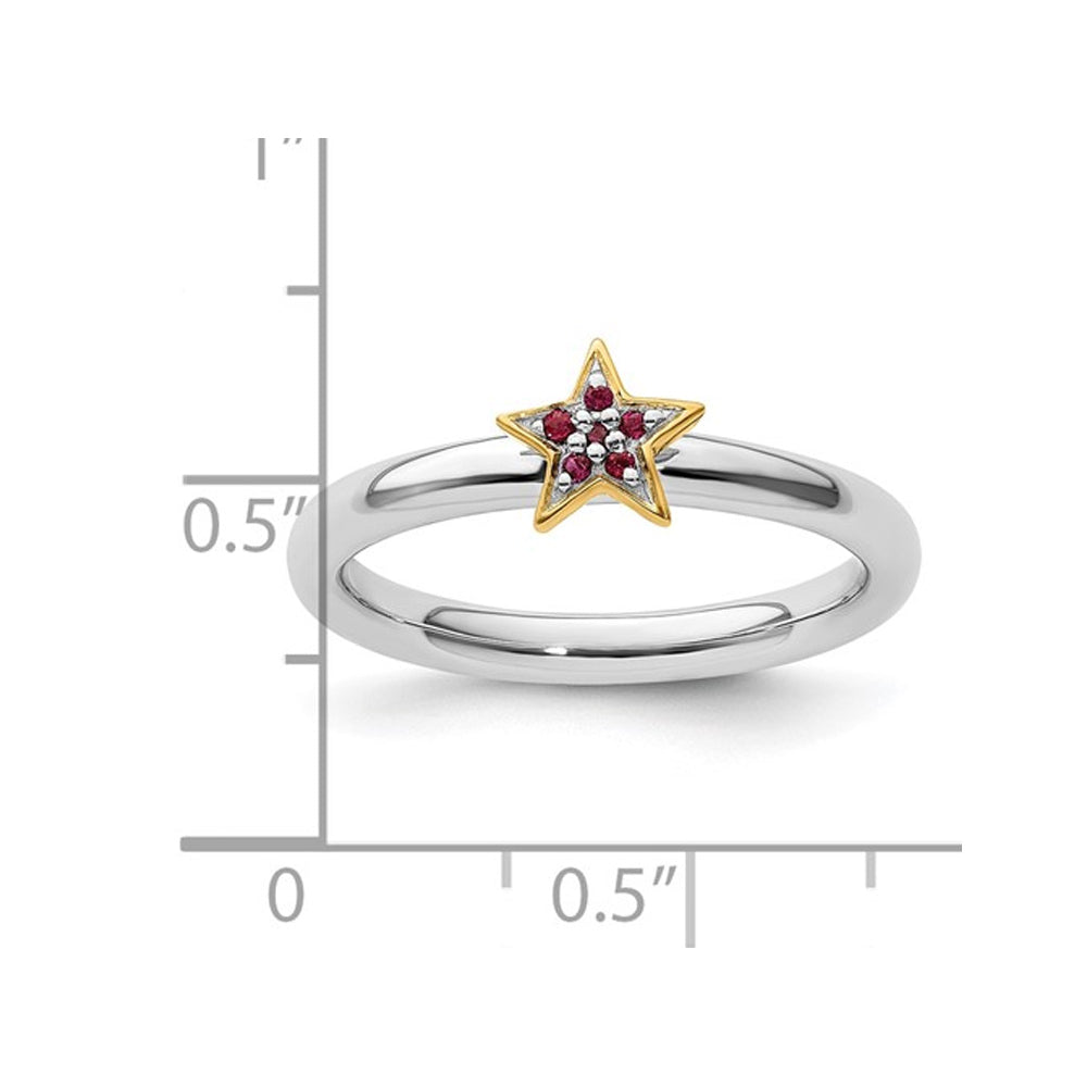 Star Ring with Lab-Created Rubies in Sterling Silver Image 3