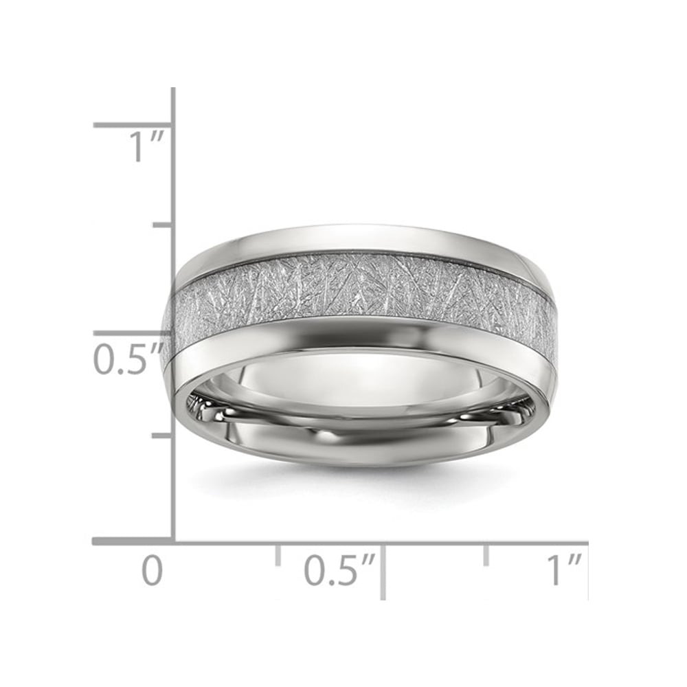 Mens Stainless Steel Glitter Paper Infused Band Ring (8mm) Image 2