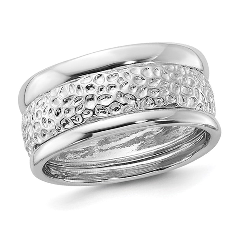 Textured and Polished Sterling Silver Ring Image 1