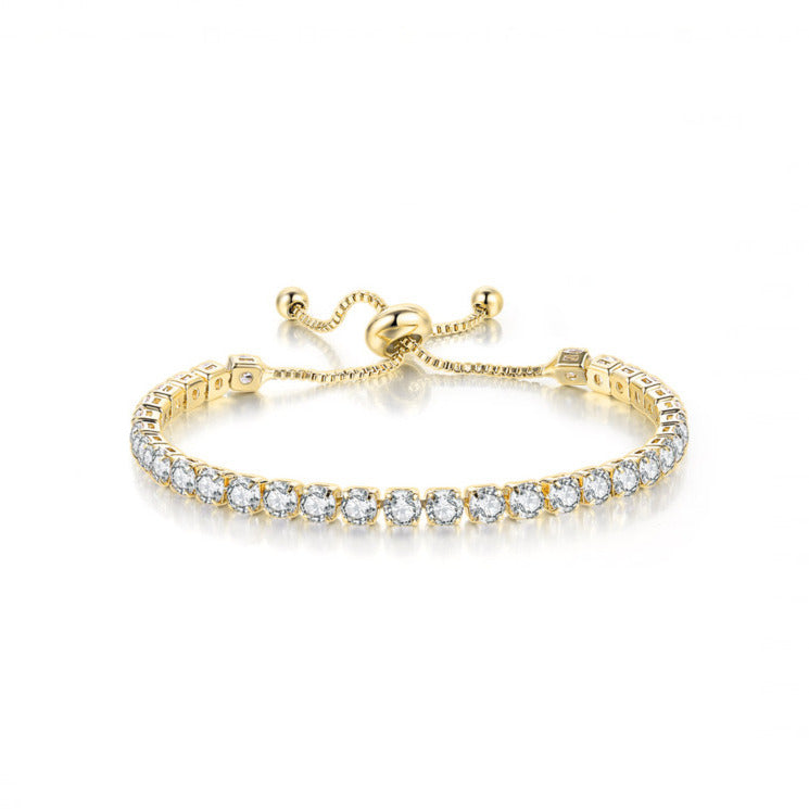 10k Yellow Gold 7 Cttw Created Cubic Zirconia Round Adjustable Tennis Plated Bracelet Image 1