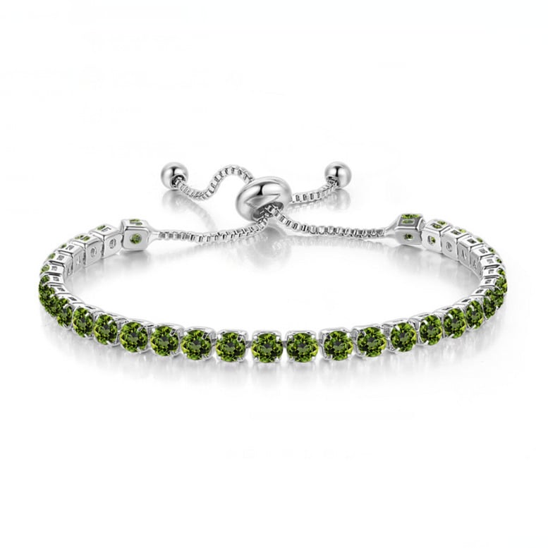10k White Gold 7 Cttw Created Emerald Round Adjustable Tennis Plated Bracelet Image 1