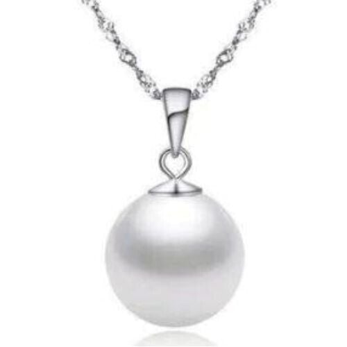18K White Gold 2 Ct Pearl Round 18 Inch Necklace Gold Plated Image 1