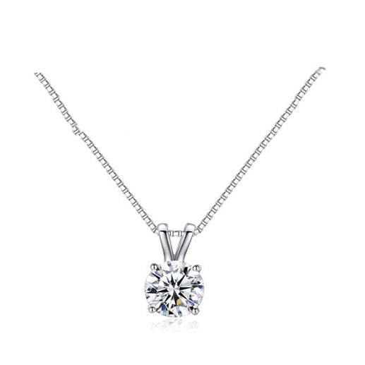 18K White Gold White Sapphire Round 2CT CZ Cut Necklace 18 Inch Plated Image 1