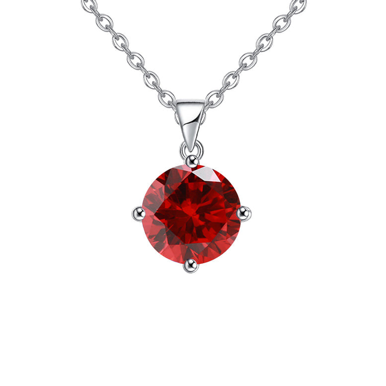 18K White Gold 1/2 Carat Created Ruby Round Stud Necklace Plated 18 Inch Image 1