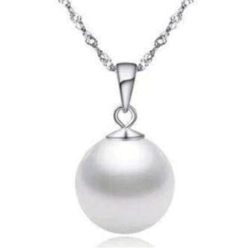 18K White Gold 1 Ct Pearl Round 18 Inch Necklace Gold Plated Image 1