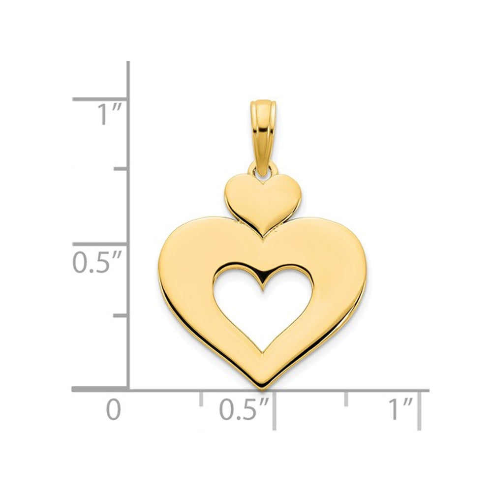 14K Yellow Gold Cut-Out Double Heart Pendant Necklace with Chain Image 2