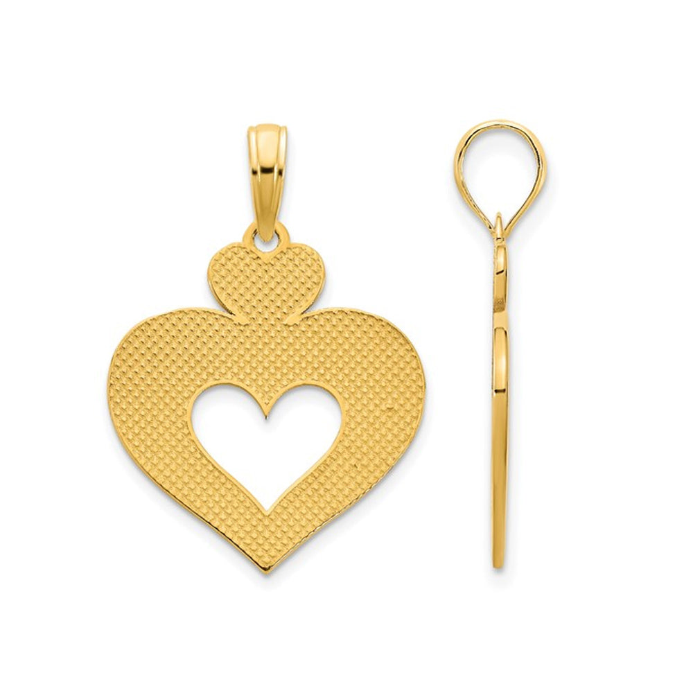 14K Yellow Gold Cut-Out Double Heart Pendant Necklace with Chain Image 3