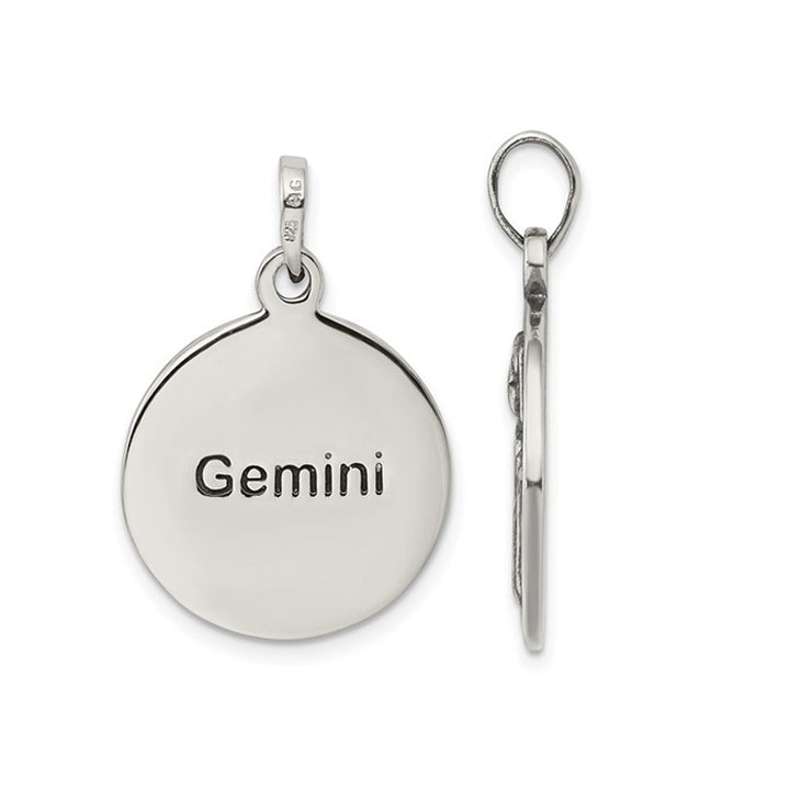Sterling Silver Antiqued GEMINI Charm Zodiac Astrology Pendant Necklace with Chain Image 4