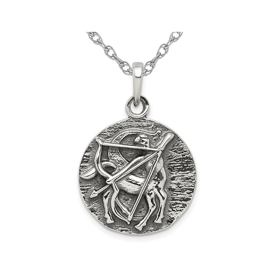 Sterling Silver SAGITARIUS Charm Zodiac Astrology Pendant Necklace with Chain Image 1