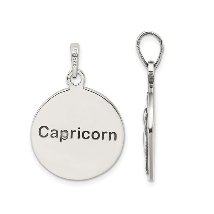 Sterling Silver CAPRICORN Charm Astrology Zodiac Pendant Necklace with Antique Finish and Chain Image 4