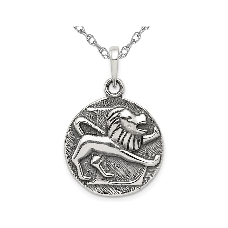 Sterling Silver LEO Charm Zodiac Astrology Pendant Necklace with Chain Image 1