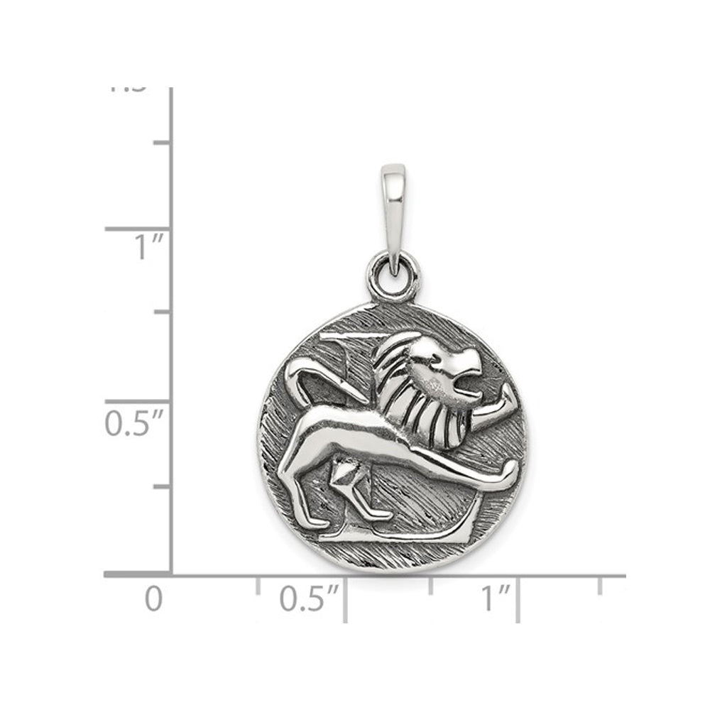Sterling Silver LEO Charm Zodiac Astrology Pendant Necklace with Chain Image 3