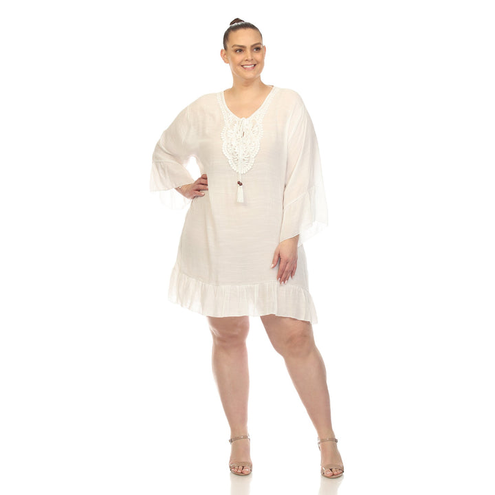 White Mark Sheer Crochet Cover Up Dress Womens Summer Pool Party Beach One Size Image 1