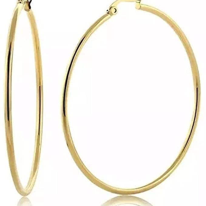 Paris Jewelry 18k Yellow Gold Plated Hoop Earrings (50mm Dia) Image 1