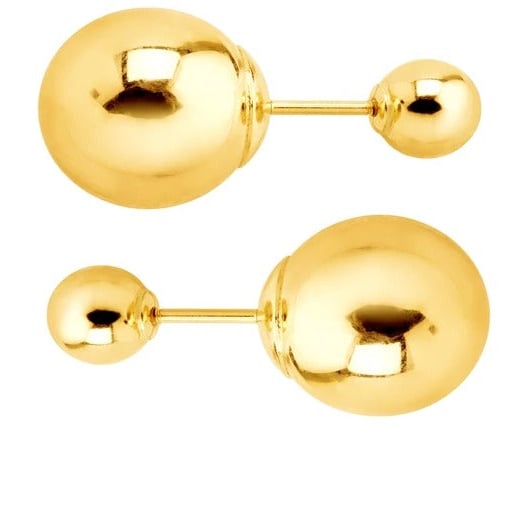 10K Yellow Gold Plated 10 Mm Yellow Pearl Round Earrings Image 1