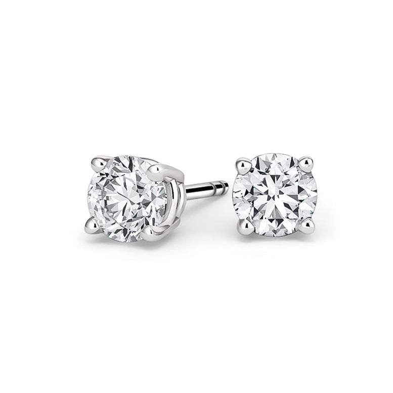 Paris Jewelry 10k White Gold 1/4 Ct Round Created Diamond Stud Earrings Image 1