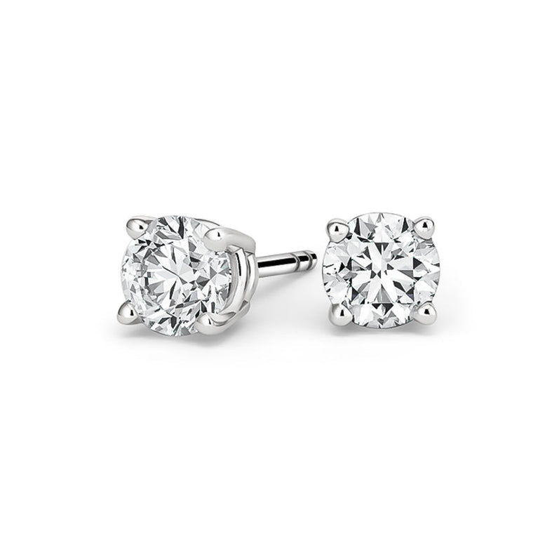Paris Jewelry 14k White Gold 1/4 Ct Round Created Diamond Stud Earrings Image 1