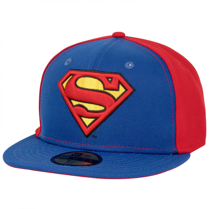 Superman Logo Blue and Red Panels Era 59Fifty Fitted Hat Image 1