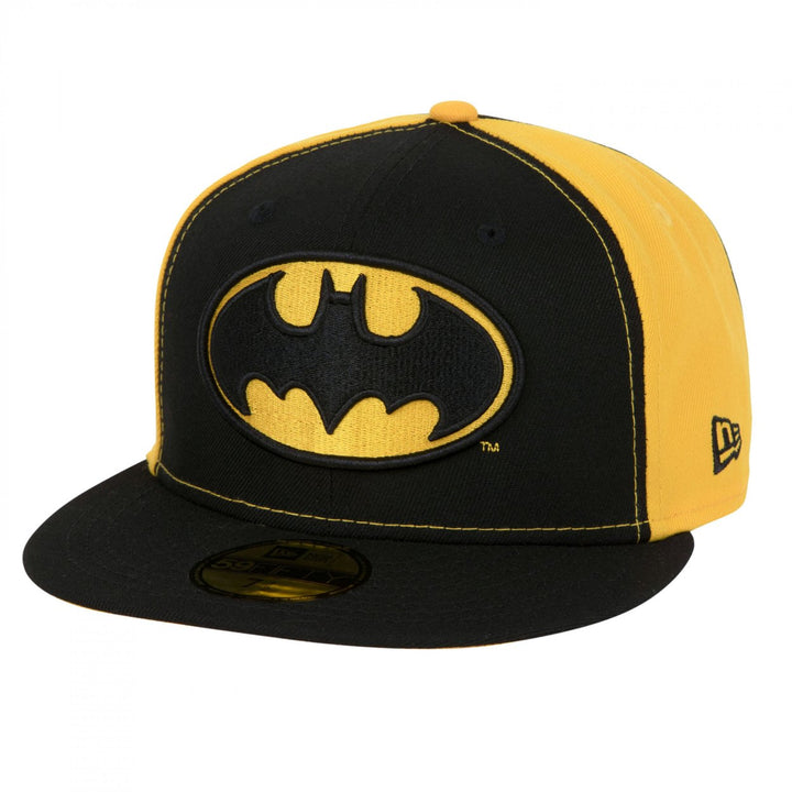 Batman Logo Black and Yellow Panels Era 59Fifty Fitted Hat Image 1