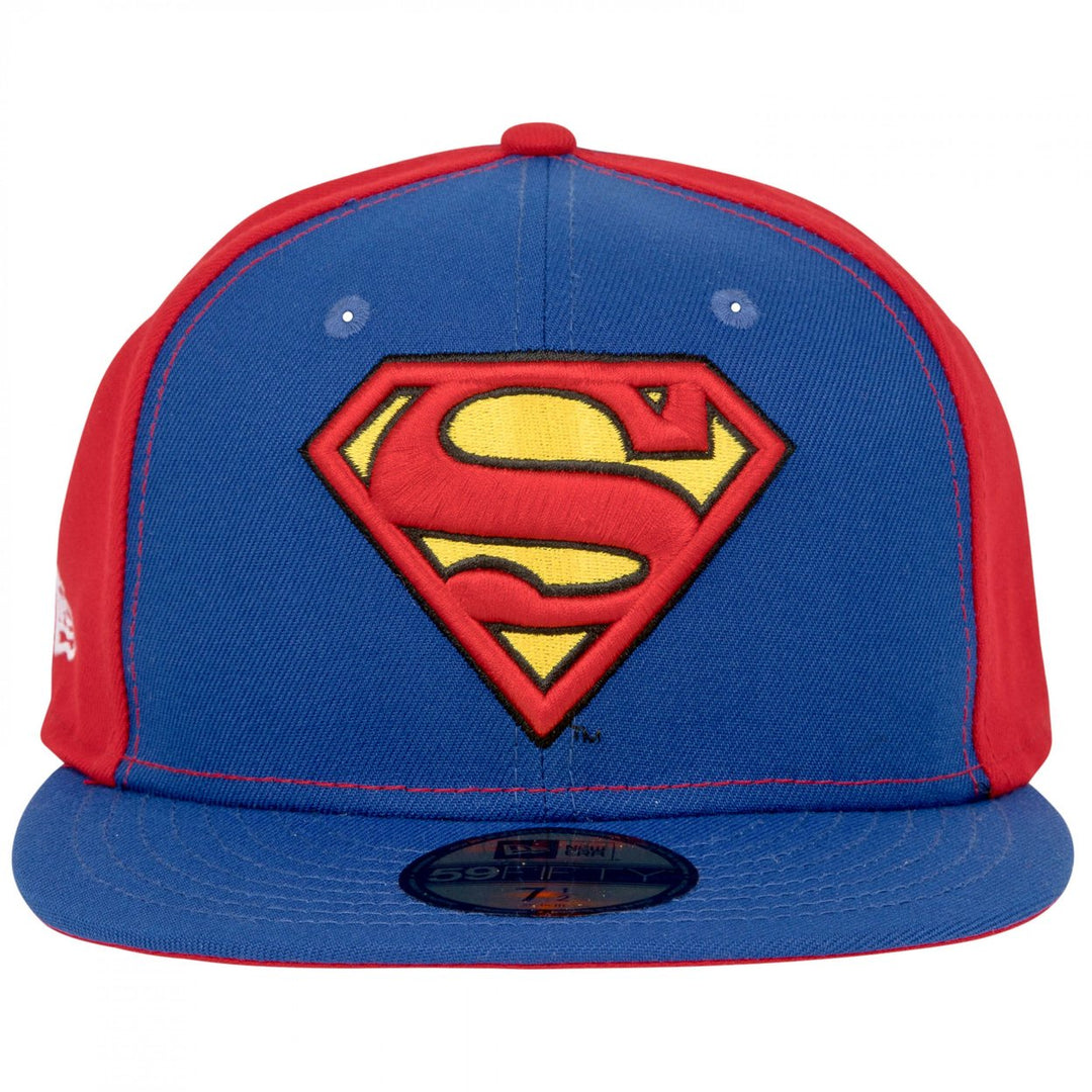 Superman Logo Blue and Red Panels Era 59Fifty Fitted Hat Image 2