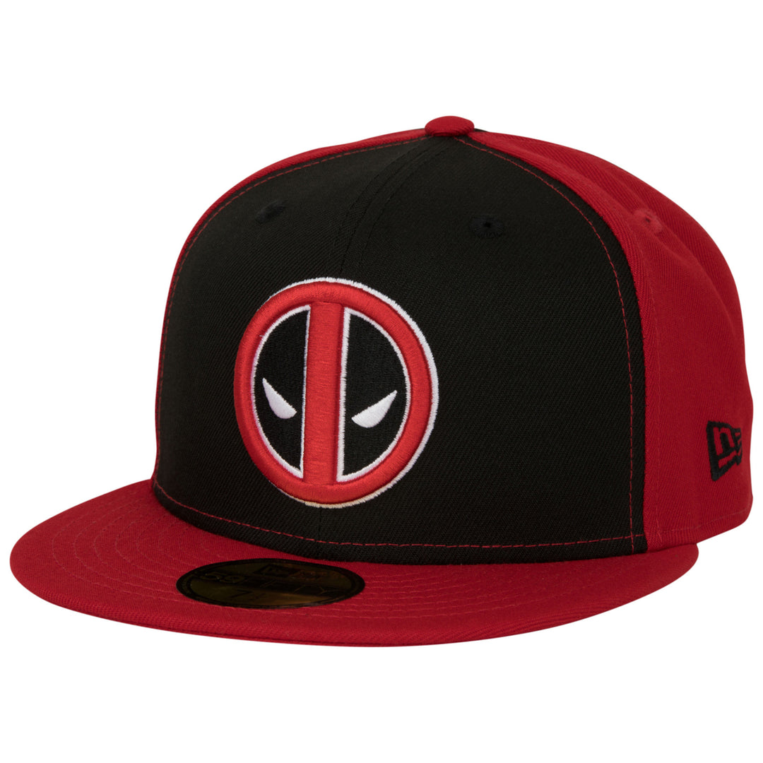 Deadpool Logo Black and Red Panels Era 59Fifty Fitted Hat Image 1