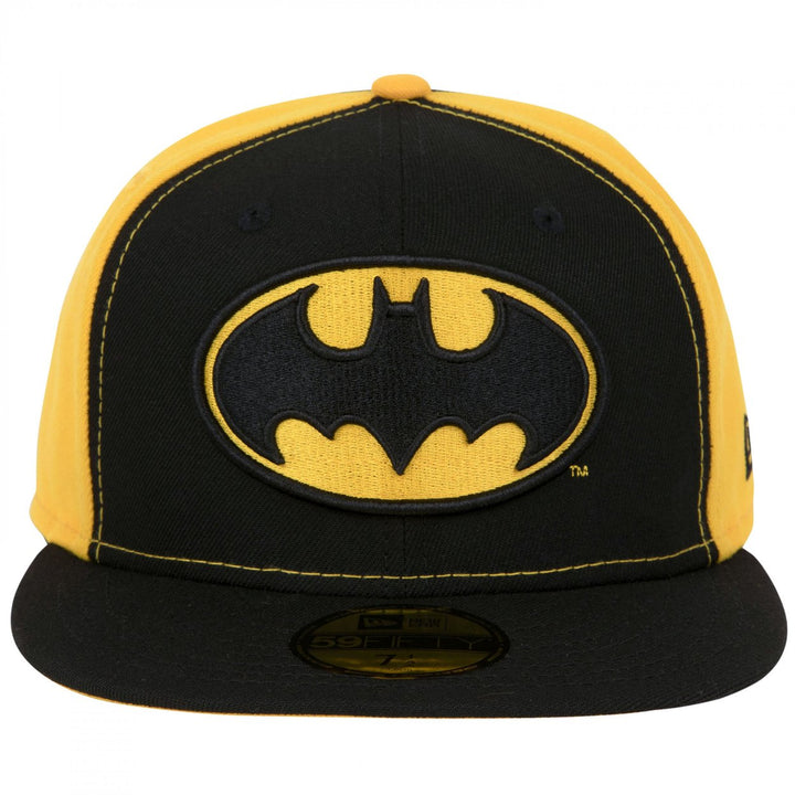 Batman Logo Black and Yellow Panels Era 59Fifty Fitted Hat Image 2