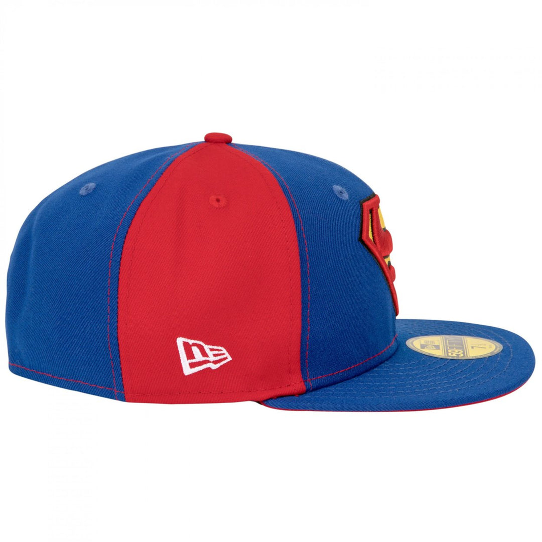 Superman Logo Blue and Red Panels Era 59Fifty Fitted Hat Image 4