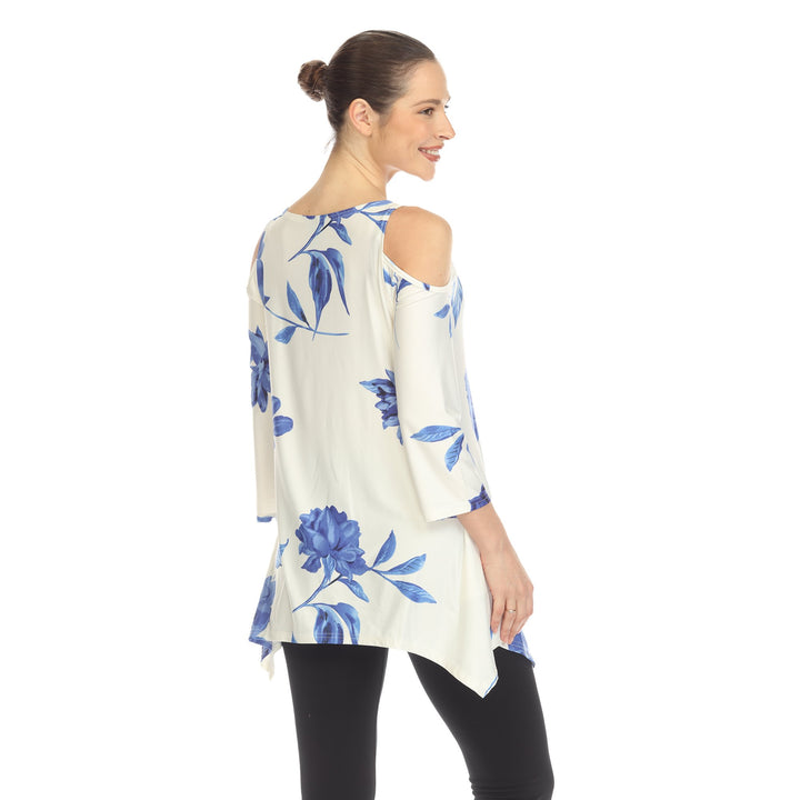 White Mark Maternity Floral Cold Shoulder Tunic Top Size S-3X Soft Fabric Image 4