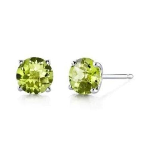 18k White Gold Plated 1/4 Carat Round Created Peridot Stud Earrings 4mm Image 1