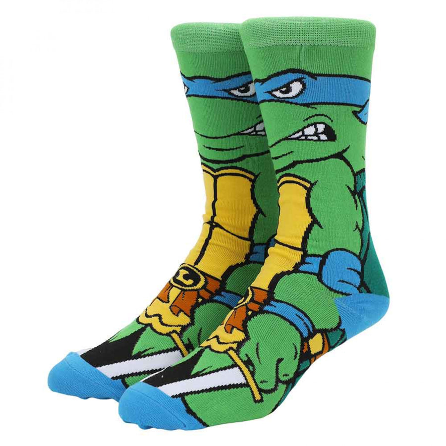 Teenage Mutant Ninja Turtles Leonardo 360 Character Crew Socks Image 1