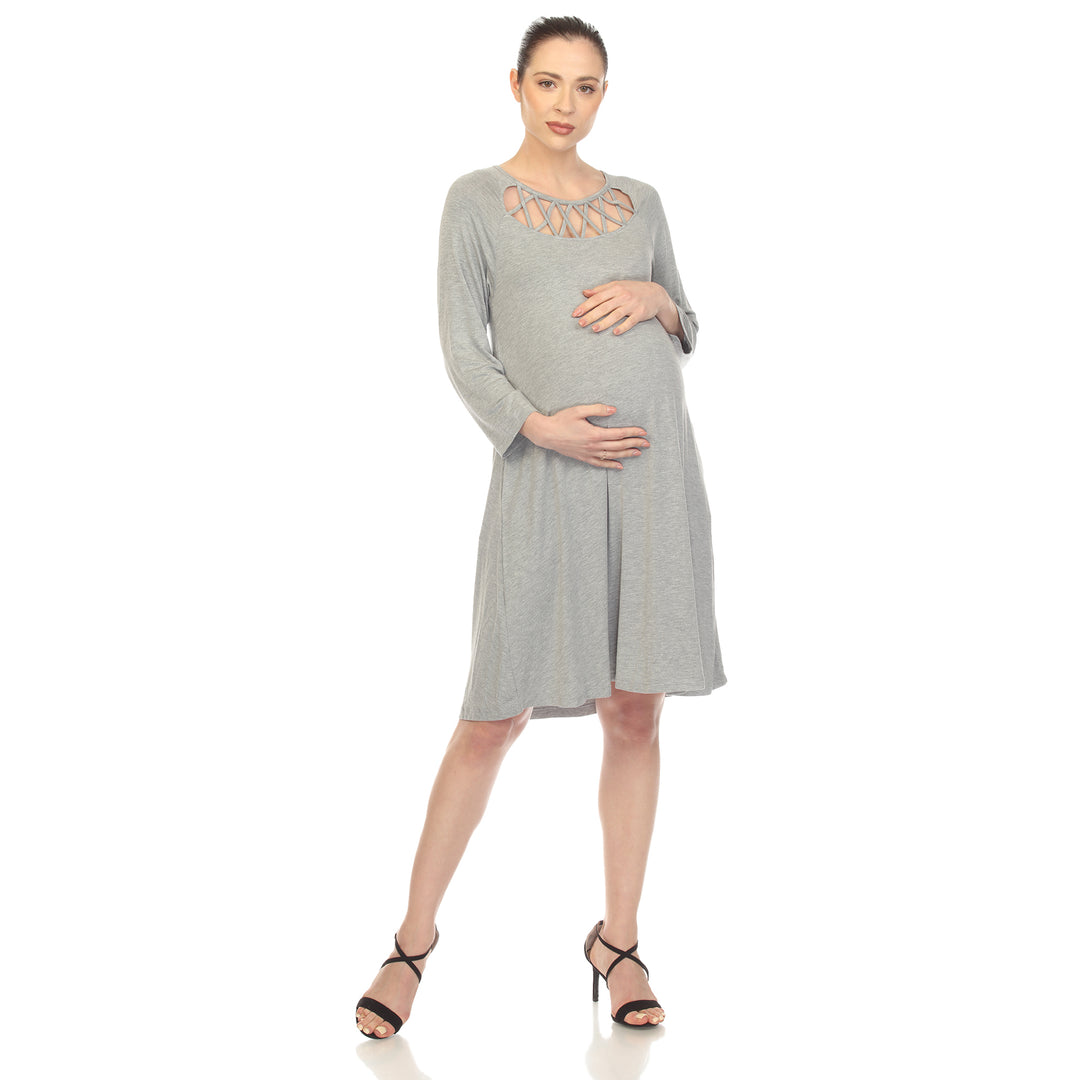 White Mark Womens Maternity Swing Dress Crisscross Neckline 3/4 Sleeve Plus Size Image 1