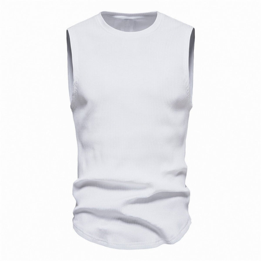 Mens Tank Top Sleeveless Solid Color Cotton Summer Fitness Gym Tops Streetwear Image 1