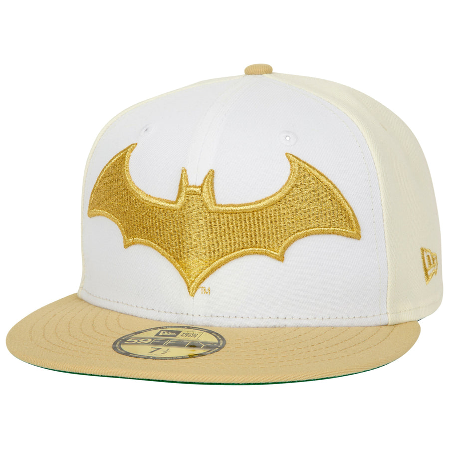 Batman Logo White Gold Era 59Fifty Fitted Hat Image 1