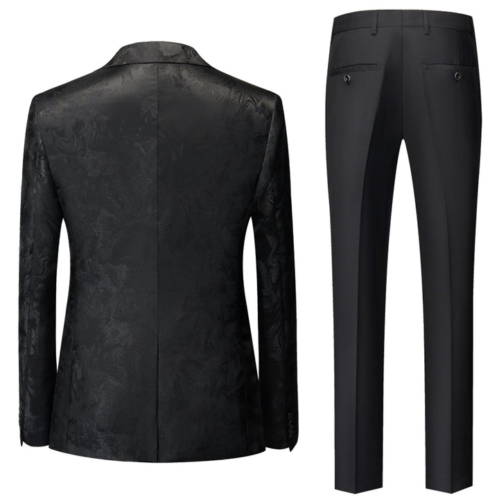 Men Suit Slim Fit 3 Pieces Elegant Gentleman Business Sets Formal Wedding Suits Single Button Printing Blazer + Vest + Image 4