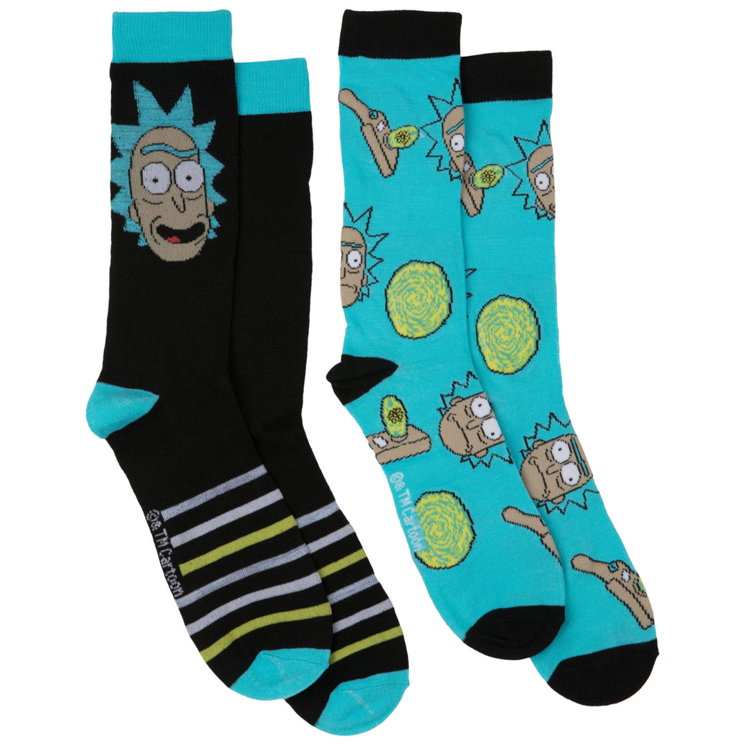 Rick And Morty Portals 2-Pair Pack of Crew Socks Image 1