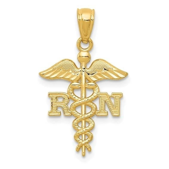 14k Diamond-cut Polished RN Nurse Pendant Image 1