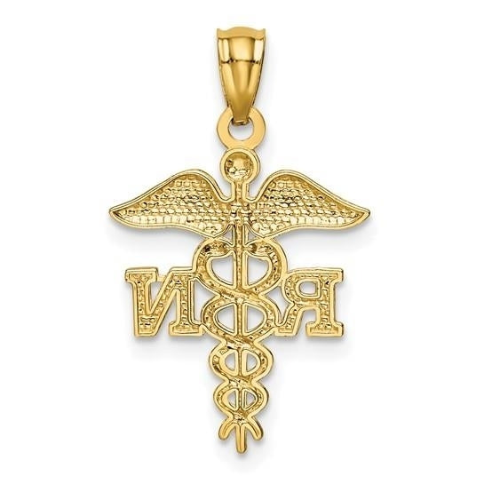 14k Diamond-cut Polished RN Nurse Pendant Image 3